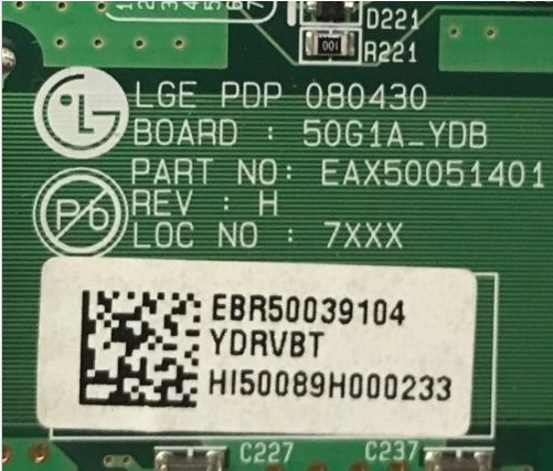 Lg EBR50039102 Buffer Board EAX50051401 50PG20-UA